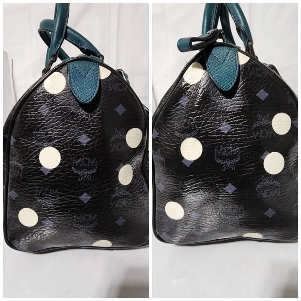 Authentic MCM Craig & Karl Snowdome Boston Bag Black/Green
